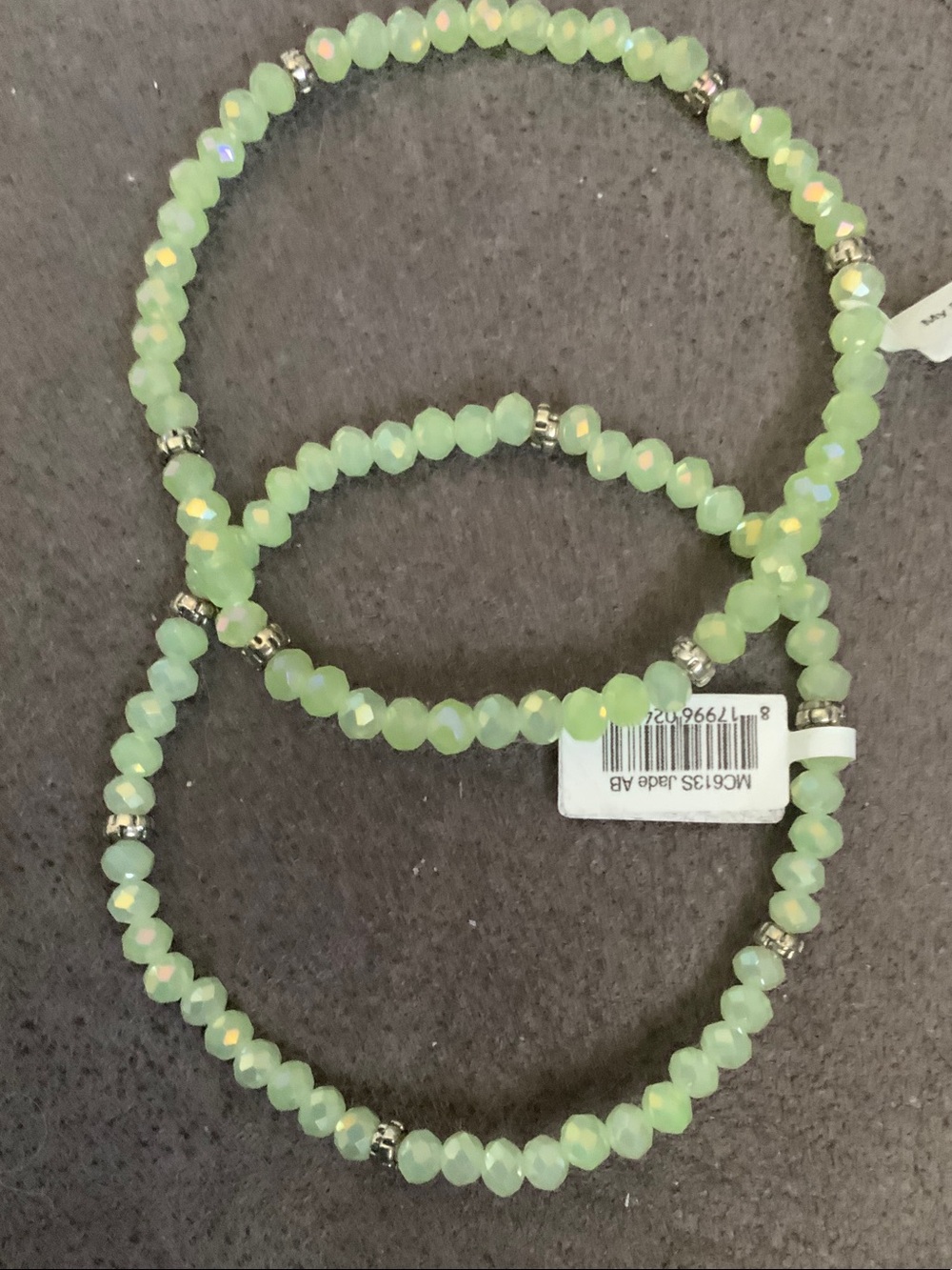 Light Green Faceted Stretch Bracelet Set for Women
